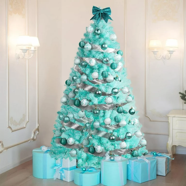 Elegant Blue and White Christmas Tree Decor插图