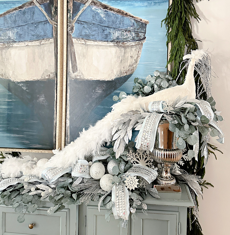 christmas decor blue  and white