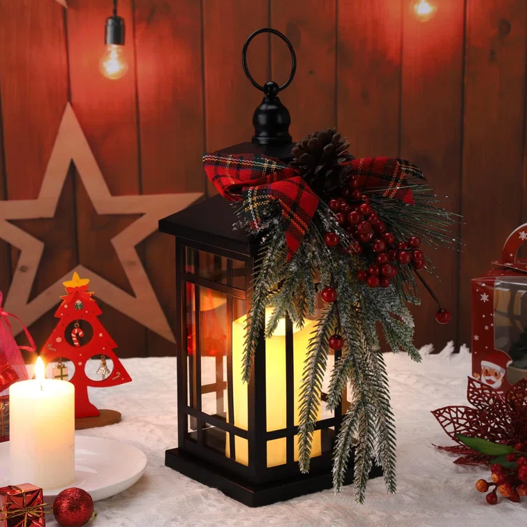 christmas decor with lanterns