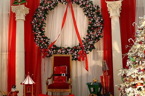 christmas decorations on stage