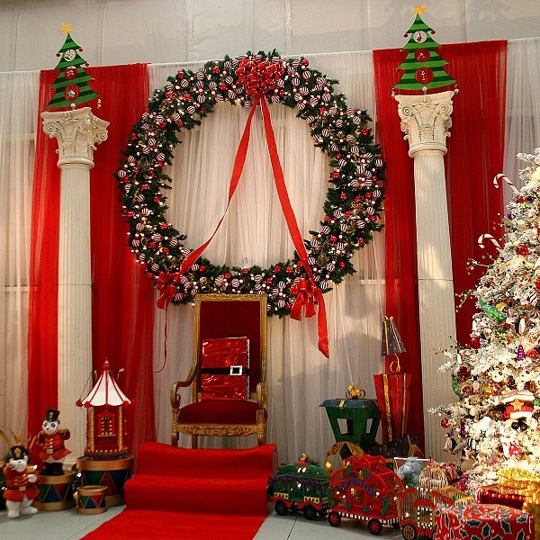 christmas decorations on stage