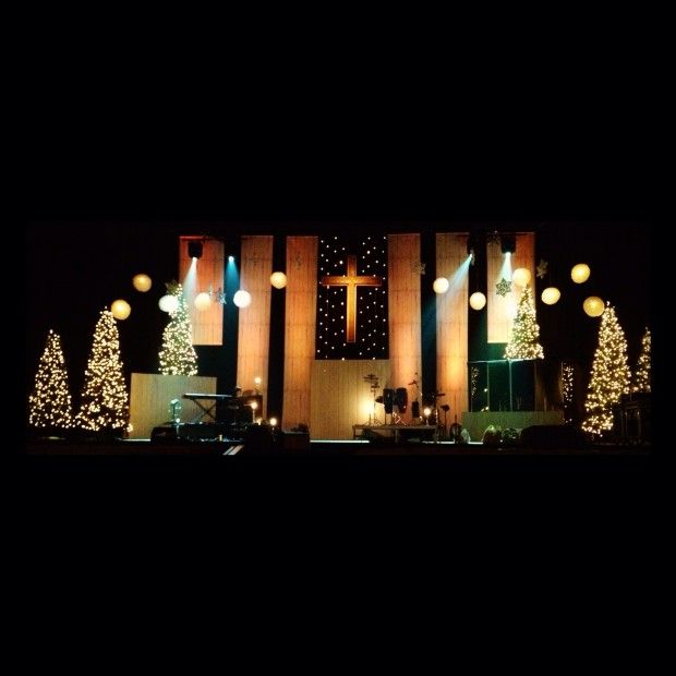 christmas decorations on stage