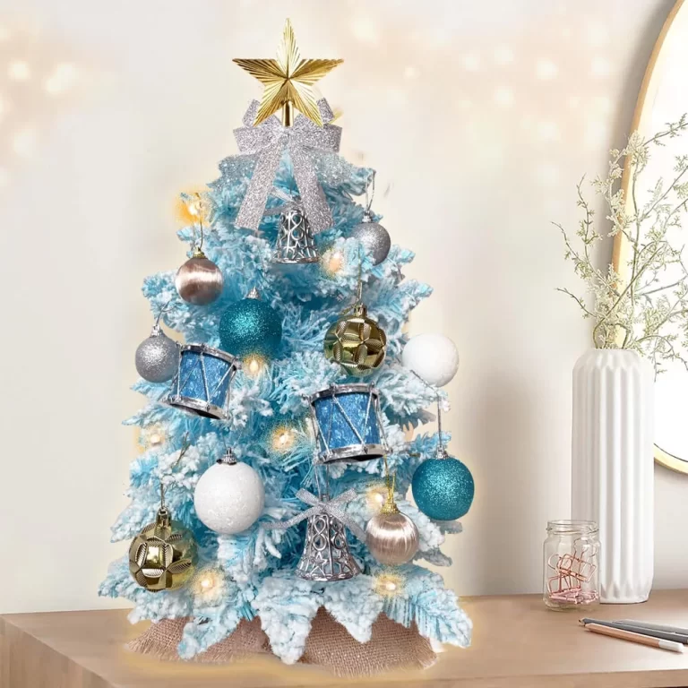 christmas tree white and blue decorations