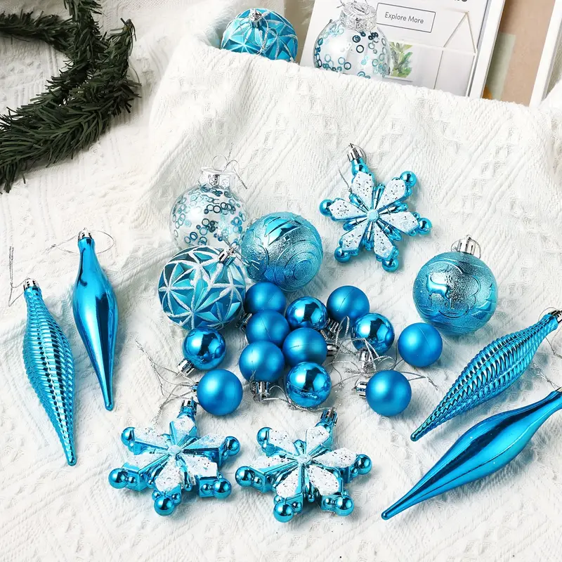 blue and green christmas decor