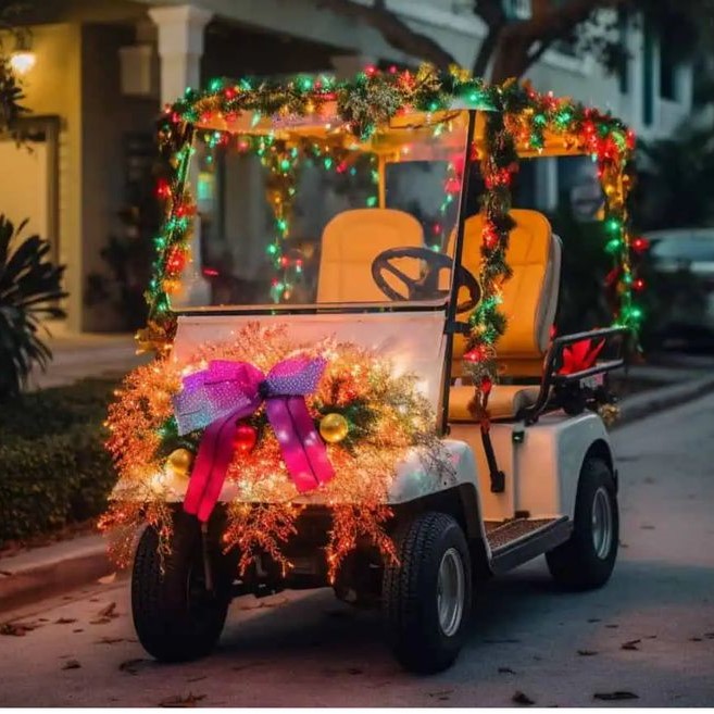 decorating a golf cart for christmas